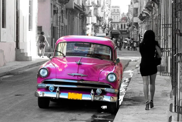 Klasszikus Autó Havannában Kubában Ezek Régi Klasszikus Autók Sziget Ikonikus — Stock Fotó