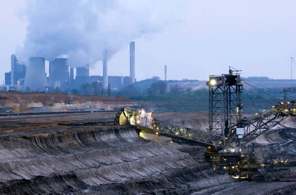 Escavadora Roda Balde Uma Pedreira Linhite Carvão Marrom Alemanha — Fotografia de Stock
