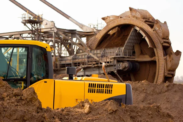 Excavadora Rueda Cubo Una Cantera Lignito Carbón Marrón Alemania —  Fotos de Stock