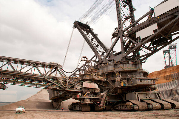 Bucket wheel excavator in a lignite or brown-coal quarry, Germany