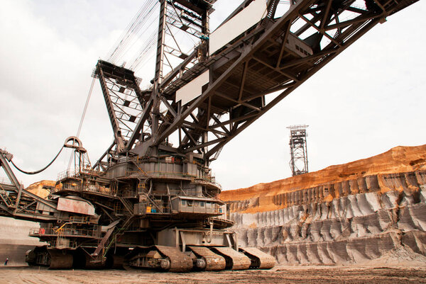 Bucket wheel excavator in a lignite or brown-coal quarry, Germany