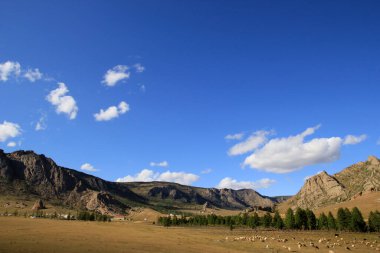 Gorkhi-Terelj Ulusal Parkı 'nın güzel manzarası, Moğolistan