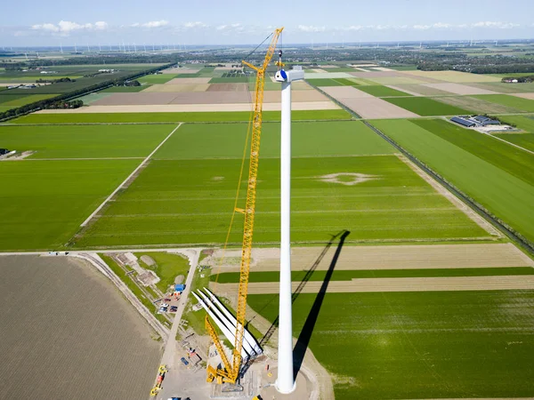 Construcción Aerogenerador Flevoland Países Bajos —  Fotos de Stock