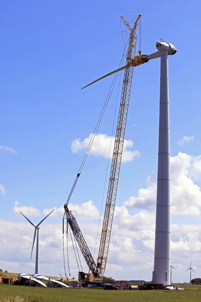 Bau Einer Windturbine Flevoland Niederlande — Stockfoto