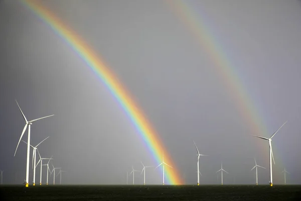 Costruzione Una Turbina Eolica Flevoland Paesi Bassi — Foto Stock