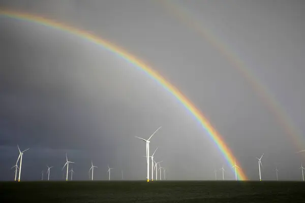 Construction Une Éolienne Flevoland Pays Bas — Photo