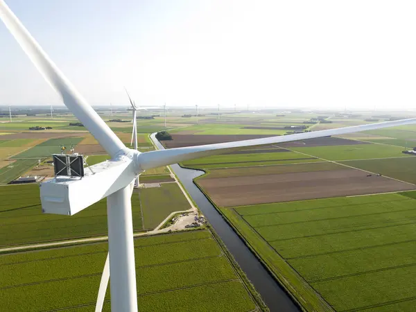 Vista Aérea Aerogenerador Parque Eólico Flevoland Holanda —  Fotos de Stock