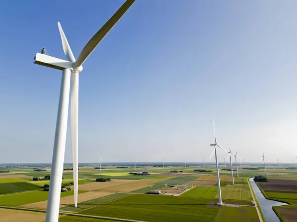 Flevoland Hollanda Bir Rüzgar Türbininin Hava Manzarası — Stok fotoğraf