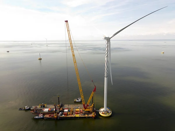 Construction Parc Éolien Offshore Ijsselmeer Pays Bas — Photo