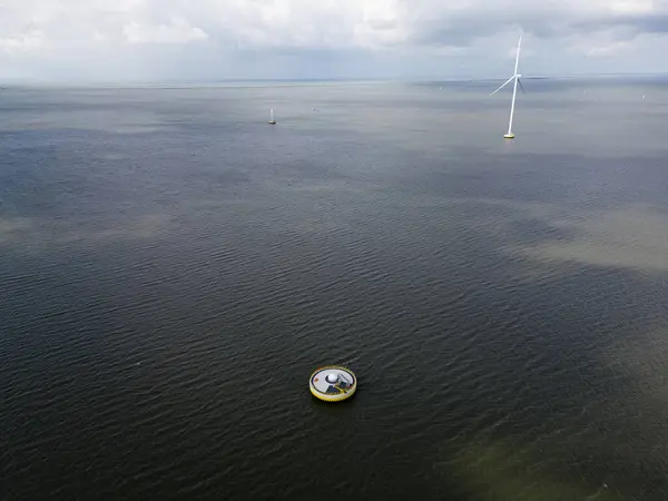 Pembangunan Kincir Angin Lepas Pantai Ijsselmeer Belanda — Stok Foto