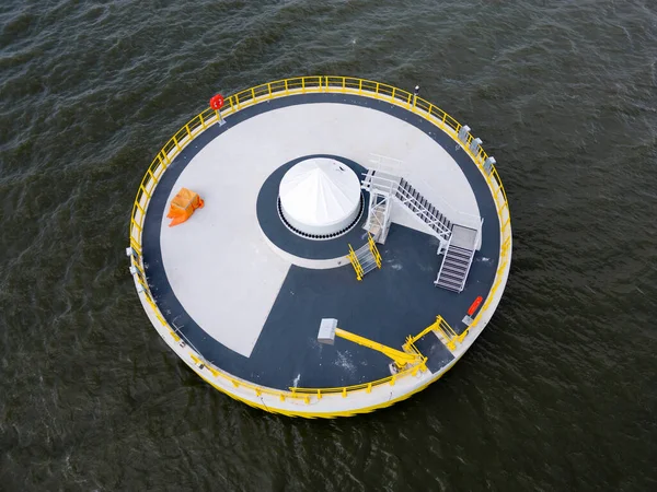Założenie Turbiny Wiatrowej Płytkiej Wodzie Ijsselmeer Holandia — Zdjęcie stockowe