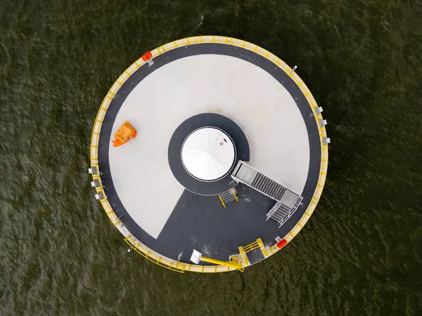 Gründung Einer Windturbine Flachwasser Ijsselmeer Niederlande lizenzfreie Stockfotos