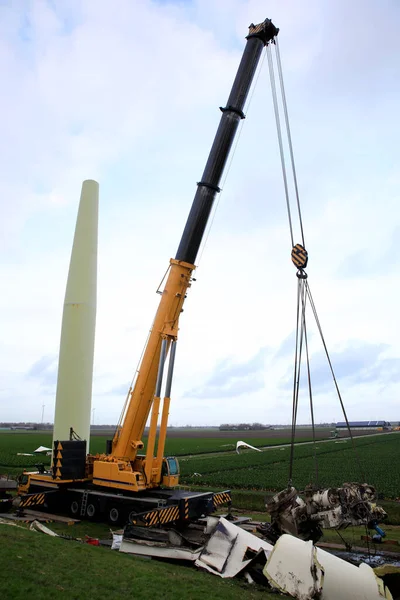 Eine Abgesprengte Gondel Einer Windturbine Eemdijk Flevoland Niederlande Stockbild