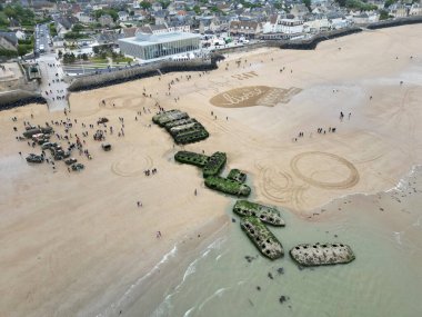 Aerial view of Mulberry harbour B at Arromanches-les-Bains, France clipart