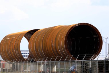 Steel foundations of a windturbine, The Netherlands clipart