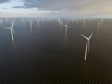 Aerial view of an offshore windpark, Breezanddijk, The Netherlands clipart