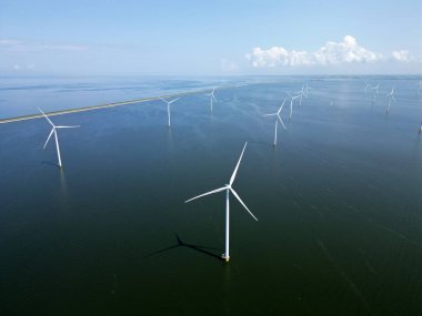 Aerial view of an offshore windpark, Breezanddijk, The Netherlands clipart