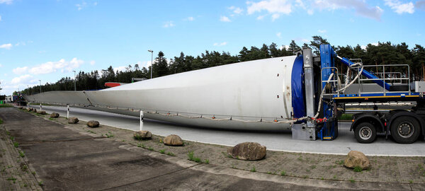 Transportation of a wind turbine blade by truck in Germany