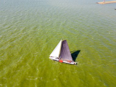 Geleneksel, düz tabanlı Frizya yelkenlileri Ijsselmeer, Hollanda 'da her yıl yapılan bir yarışmada