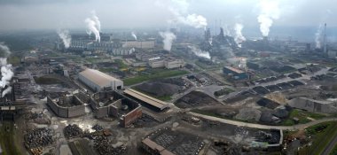 View of a large steel manufacturing plant, Ijmuiden, The Netherlands clipart