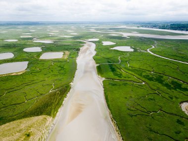 Aerial view of the Bay of Somme near Le Crotoy, France clipart