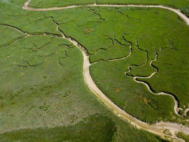 Aerial view of the Bay of Somme near Le Crotoy, France clipart