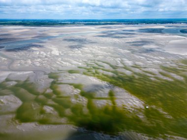 Le Crotoy, Fransa yakınlarındaki Somme Körfezi 'nin havadan görünüşü
