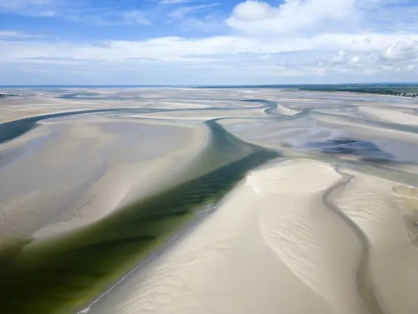 Aerial view of the Bay of Somme near Le Crotoy, France