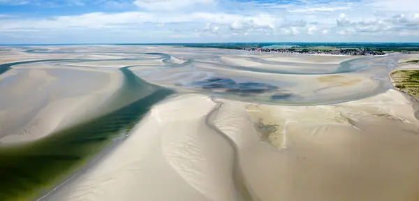Aerial view of the Bay of Somme near Le Crotoy, France