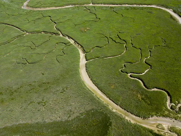 Aerial view of the Bay of Somme near Le Crotoy, France