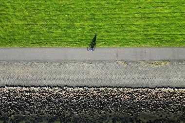 Aerial view of a protective dyke against high sea levels, the Netherlands clipart