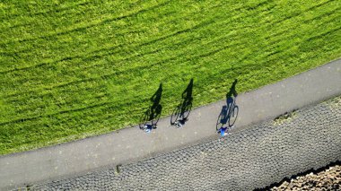 Aerial view of a protective dyke against high sea levels, the Netherlands clipart