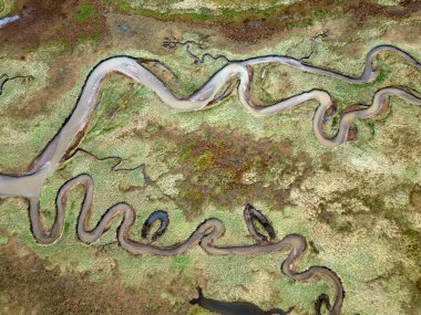 Aerial view of the inlets and streams of the Boschplaat, Terschelling-West, The Netherlands clipart