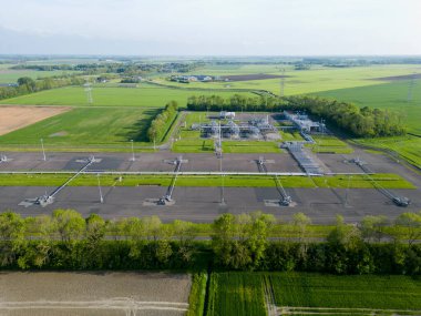 Aerial view of a gas production field, Amsweer, Groningen, The Netherlands clipart