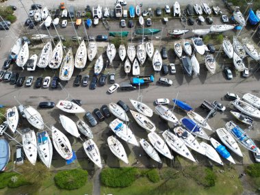 Aerial view of a marina in Almere Poort, The Netherlands clipart