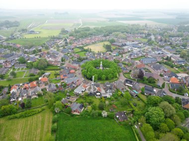 Aerial view of the small village of Spijk, Groningen, The Netherlands clipart