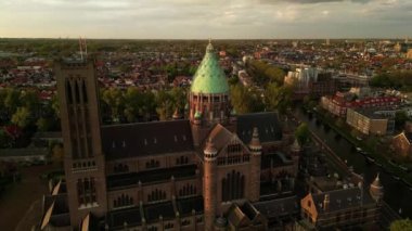 St. Bavo Katedrali 'nin havadan görünüşü, Haarlem, Hollanda
