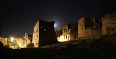 View of the ruins of Birkat Al Mouz, a historical village in Oman clipart