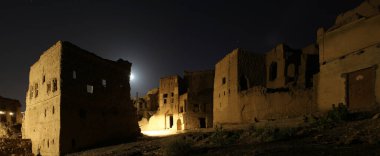 View of the ruins of Birkat Al Mouz, a historical village in Oman clipart