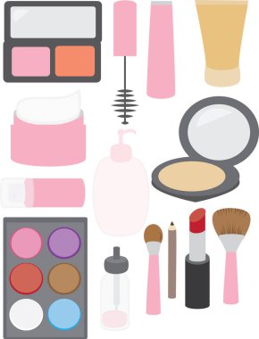 Bir makyaj veya kozmetik setinin vektör sanatı.