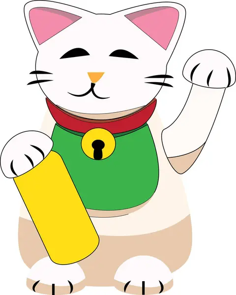 Japonca 'da bir Maneki Neko' nun vektör sanatı ve tercümesi 