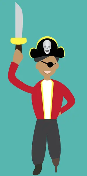 Korsan kostümü giyen bir kişinin resmi.. 