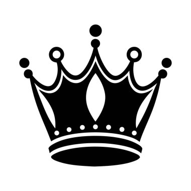 Kraliyet tacının koyu siyah silueti süslü detaylar ve muhteşem noktalar içeriyor. Bu sembol, monarşi otoritesini ve yüksek liderliği temsil ediyor. Prestiji vurgulamak için mükemmel bir tasarım..