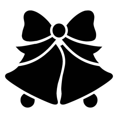 Yılbaşı çanlarının basit siyah silueti bir yayla bağlanmış