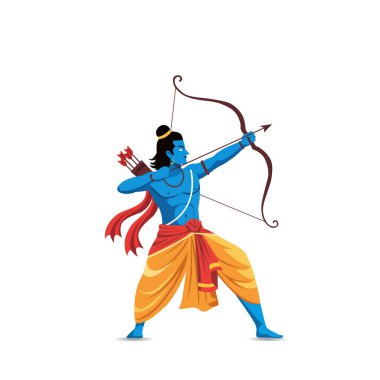 Happy dussehra festival of india of lord rama killing ravana vector illustration des
