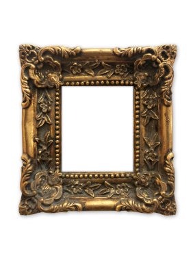 beyaz zemin üzerine eski altın çerçeve