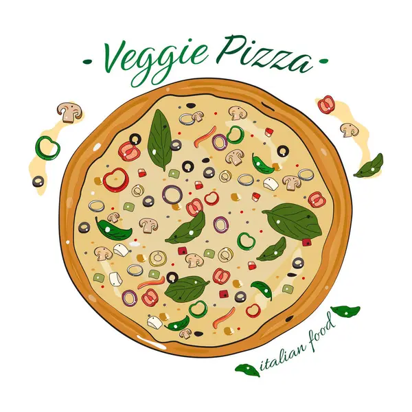 Sebzeli Pizza Simgesi Vektör Tasarımı.