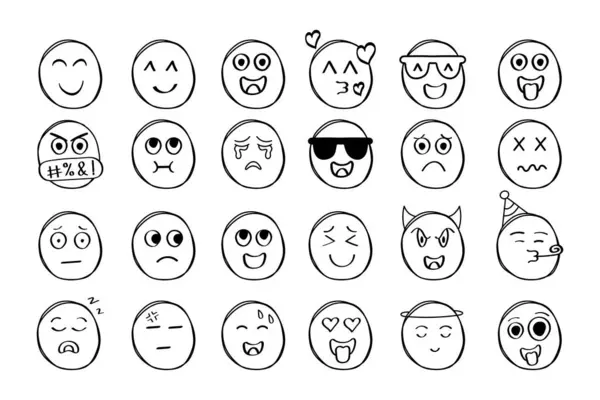 El Çizimi Emoji Simgesi Vektör Tasarımı.