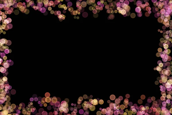 Bokeh lights effect on Pink, Purple, Orange, Yellow color, Black Background, Frame, Abstract Blur, Glitter, Defocused, Seamless polka dot pattern , Creative, Illustration design