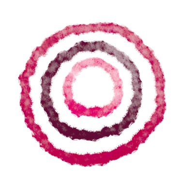 Beyaz arkaplanda izole edilmiş suluboya girdap, Pembe, Kırmızı, Şarap Rengi, El çizimi, boya fırçasının yuvarlak vuruşları, Polka nokta deseni, Sıvı grunge dokusu, Soyut, Gradyan şekli, Yaratıcı, Element, Suluboya çizimi